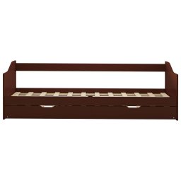 vidaXL Bedbank uittrekbaar grenenhout donkerbruin 90x200 cm