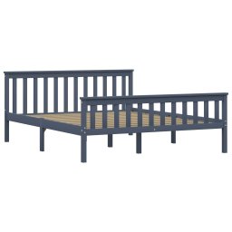 vidaXL Bedframe massief grenenhout grijs 160x200 cm
