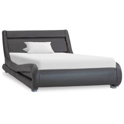 vidaXL Bedframe met LED kunstleer grijs 100x200 cm