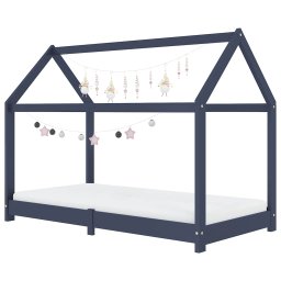 vidaXL Kinderbedframe massief grenenhout grijs 80x160 cm