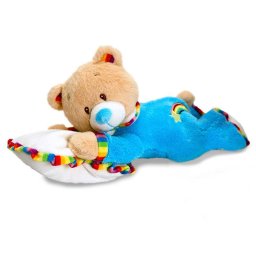 Teddybeer baby knuffel op kussentje (Rainbow Collection)