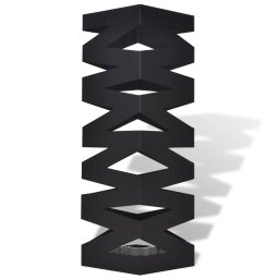 vidaXL Paraplu- en wandelstokhouder vierkant 48,5 cm staal zwart