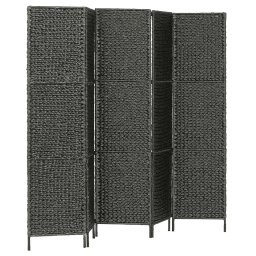 vidaXL Kamerscherm met 5 panelen 193x160 cm waterhyacint zwart
