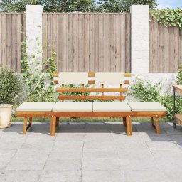 vidaXL Tuinbank met kussens 2-in-1 190 cm massief acaciahout