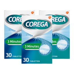 Corega 3 min reinigingstabletten voor de gebitsprothese - Multiverpakking
