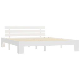 vidaXL Bedframe met hoofdbord massief grenenhout wit 160x200 cm