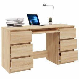 vidaXL Schrijftafel 140x50x77 cm bewerkt hout sonoma eikenkleurig