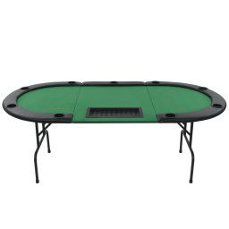 vidaXL Pokertafel voor 9 spelers ovaal 3-voudig inklapbaar groen