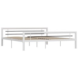 vidaXL Bedframe metaal wit en zwart 180x200 cm