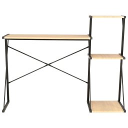 vidaXL Bureau met schap 116x50x93 cm zwart en eikenkleurig