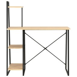 vidaXL Bureau met schappen 102x50x117 cm zwart en eikenkleurig