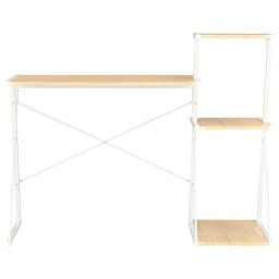 vidaXL Bureau met schap 116x50x93 cm wit en eikenkleurig