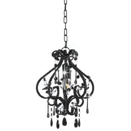 vidaXL Plafondlamp met kralen rond E14 zwart