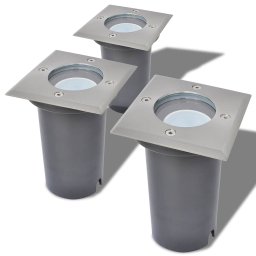 vidaXL LED-Grondspots buiten 3 stuks vierkant