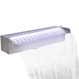 vidaXL Zwembadwaterval met LED's rechthoekig 45 cm roestvrij staal