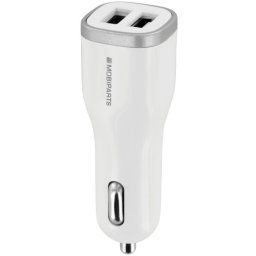 Mobiparts Dual USB Auto Oplader 4,8 Ampere Wit
