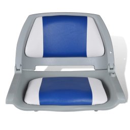 vidaXL Opklapbare bootstoel met blauw-wit kussen 48x51x41 cm