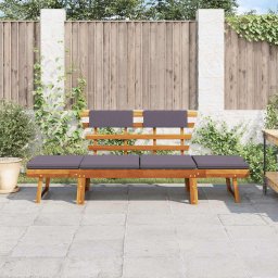 vidaXL Ligbed met kussen 2-in-1 190 cm massief acaciahout