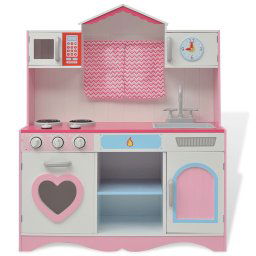 vidaXL Speelgoedkeuken roze en wit 82x30x100 cm hout