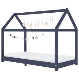 vidaXL Kinderbedframe massief grenenhout grijs 70x140 cm