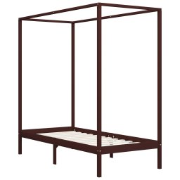 vidaXL Hemelbedframe massief grenenhout donkerbruin 90x200 cm