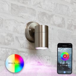 Aluminium wandlamp voor buiten met Zigbee GU10 spot - Rond