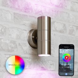Aluminium up down wandlamp voor buiten met Zigbee GU10 spot - Rond