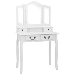 vidaXL Kaptafelset met kruk 80x69x141 cm paulowniahout wit