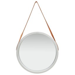 vidaXL Wandspiegel met band 50 cm zilverkleurig
