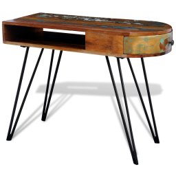 vidaXL Bureau met ijzeren poten massief gerecycled hout