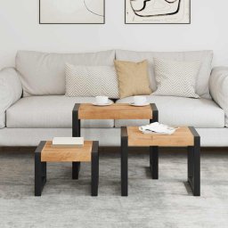 vidaXL Tafeltjesset 3 st massief hout