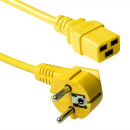 ACT AK5181 Netsnoer Schuko CEE 7/7 male (haaks) | C19 | Geel | 1,8 meter