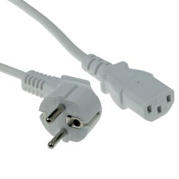 ACT AK5239 Netsnoer Schuko CEE 7/7 male (haaks) - C13 IEC 60320 | Wit | 5 meter