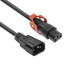 ACT AK5158 230V Stroomkabel C13 IEC Lock+/C14 Zwart - 3 meter