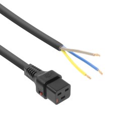 ACT AK5048 Netsnoer C19 IEC Lock | Open Einde | Zwart | 2 meter
