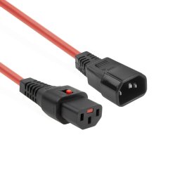 ACT AK5194 Netsnoer C13 IEC Lock | C14 | Rood | 1,5 meter