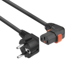 ACT AK5262 Netsnoer Schuko CEE 7/7 male (haaks) - C13 IEC Lock (rechts haaks) | Zwart | 2 meter