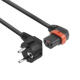 ACT AK5260 Netsnoer Schuko CEE 7/7 male (haaks) - C13 IEC Lock (links haaks) | Zwart | 3 meter