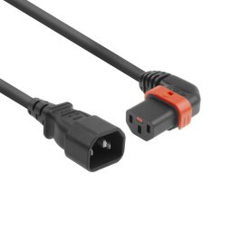 ACT AK5272 230V Stroomkabel C14/C13 (Haaks Links) Lockable Zwart - 3 meter