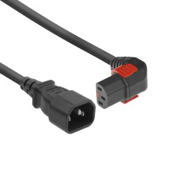 ACT AK5268 230V Stroomkabel C14/C13 (Haaks Omlaag) Lockable Zwart - 2 meter