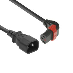 ACT AK5278 Netsnoer C14 - C13 IEC Lock (boven haaks) | Zwart | 3 meter