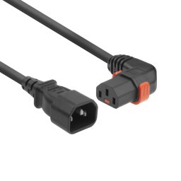 ACT AK5274 230V Stroomkabel C14/C13 (Haaks Rechts) Lockable Zwart - 2 meter