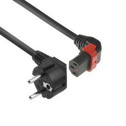 ACT AK5264 Netsnoer Schuko CEE 7/7 male (haaks) - C13 IEC Lock (boven haaks) | Zwart | 1 meter
