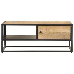 vidaXL Salontafel met bewerkte deur 90x55x36 cm ruw mangohout