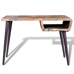 vidaXL Bureau met ijzeren poten gerecycled hout