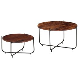 vidaXL 2-delige Salontafelset 60x35 cm massief acaciahout