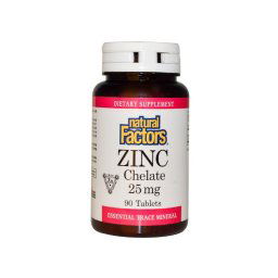 Zinc Chelate 25 mg (90 Tablets) - Natural Factors