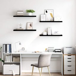 vidaXL Wandschappen zwevend 4 st 80x23,5x3,8 cm MDF hoogglans zwart