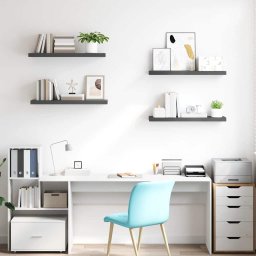 vidaXL Wandschappen zwevend 4 st 80x23,5x3,8 cm MDF hoogglans grijs