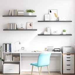 vidaXL Wandschappen zwevend 4 st 120x23,5x3,8 cm MDF hoogglans grijs
